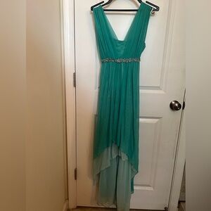 Women's Hi Lo Prom Aqua Green Dress Short Sleeve Lace Dress Fairy Y2K Babydoll